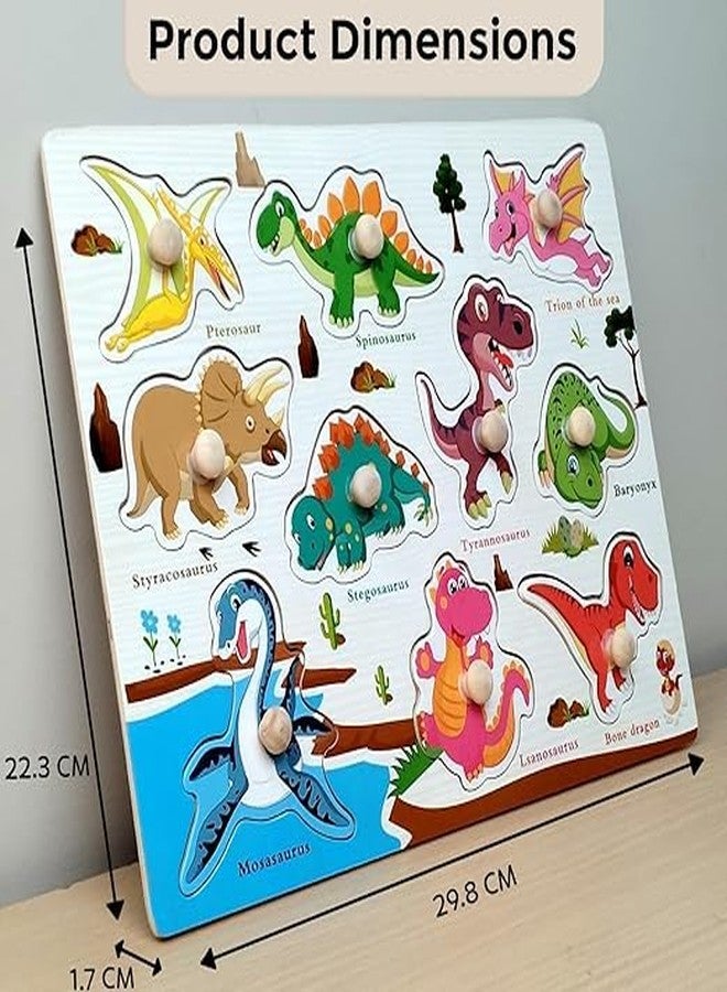 NEKSTY Wooden 10 Pieces Dinosaur Themed Pegged Knob Toy - Image 5
